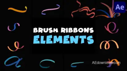 Brush Ribbons Elements | After Effects Elements template preview