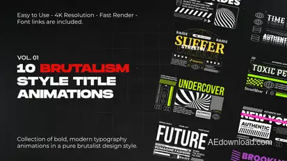 Brutalism Titles vol. 01 Titles template preview