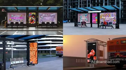 Bus Stop Billboard Mockup Promo Product Promo template preview