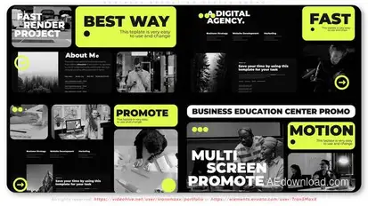 Business Education Center Multiscreen Promo Video Displays template preview