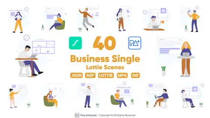 Business Single Lottie Scenes Elements template preview