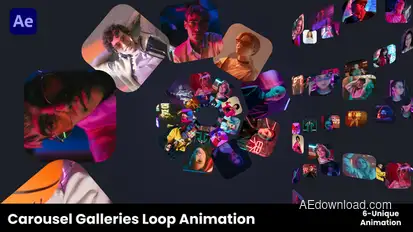 Carousel Galleries Loop Animation | Mosic Slide Multi Screen Elements template preview
