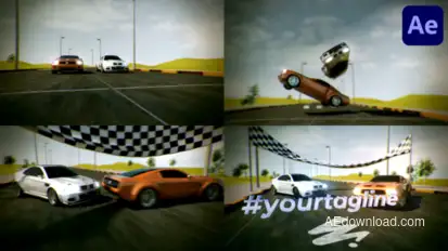 Cars Racing Logo Sting for After Effects Logo Stings template preview