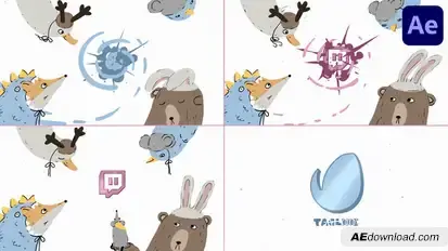 Cartoon Animals Logo for After Effects Logo Stings template preview