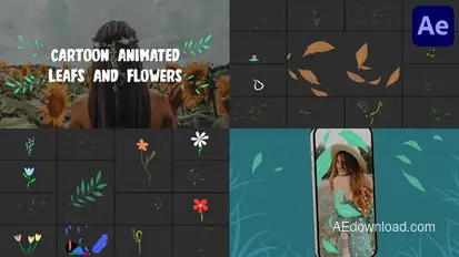 Cartoon Animated Leafs And Flowers for After Effects Elements template preview