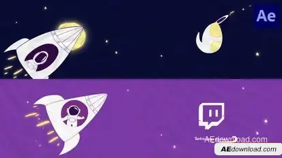 Cartoon Astronaut in Rocket Logo Opener for After Effects Logo Stings template preview