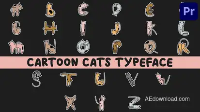Cartoon Cats Animated Typeface for Premiere Pro MOGRT Elements template preview