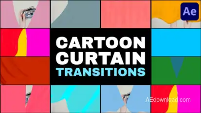 Cartoon Curtain Transitions | After Effects Elements template preview