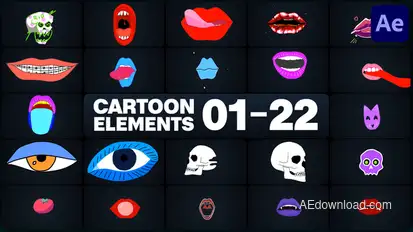 Cartoon Elements for After Effects Elements template preview