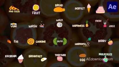 Cartoon Food Animations Titles for After Effects Titles template preview