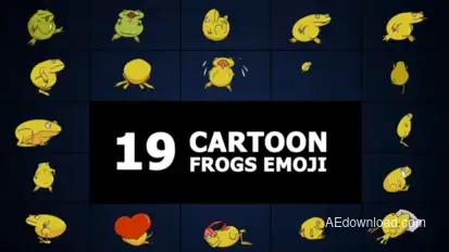 Cartoon Frogs Emoji for After Effects Elements template preview