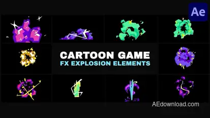 Cartoon Game FX Explosion Elements | After Effects Elements template preview