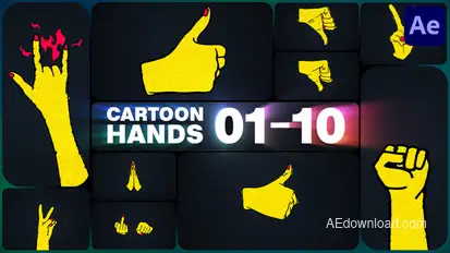 Cartoon Hands for After Effects Elements template preview