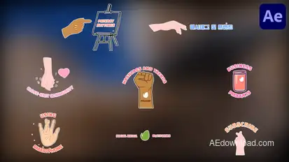 Cartoon Hands Social Media Titles for After Effects Titles template preview