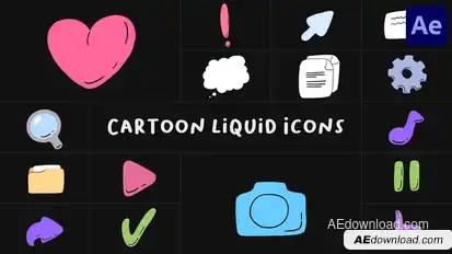 Cartoon Liquid Icons for After Effects Elements template preview