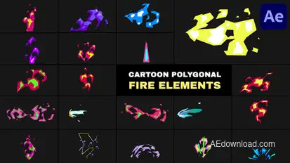 Cartoon Polygonal Fire Elements | After Effects Elements template preview