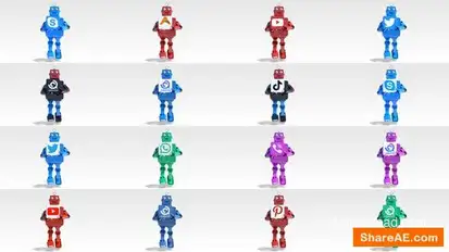 Cartoon Robot Running Logo Reveal Bundle Logo Stings template preview