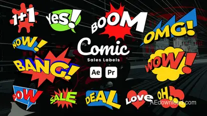 Comic Sale Label Titles template preview