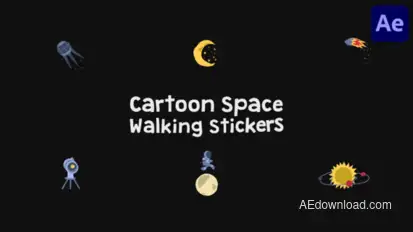 Cartoon Space Walking Stickers for After Effects Elements template preview