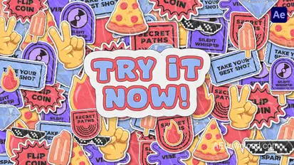 Cartoon Stickers Transitions Elements template preview