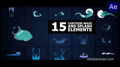 Cartoon Wave And Splash Elements | After Effects Elements template preview