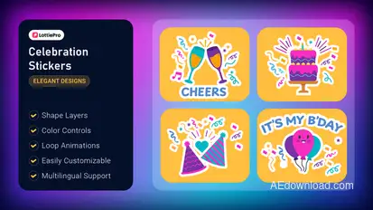 Celebration Stickers Elements template preview