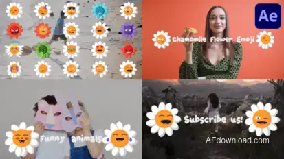 Chamomile Flower Emoji for After Effects Elements template preview