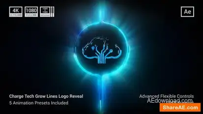Charge Tech Grow Lines Logo Reveal Logo Stings template preview