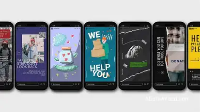 Charity Instagram Stories 12in1 Elements template preview