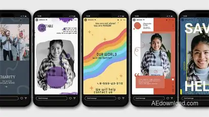 Charity Instagram Stories 9in1 Elements template preview