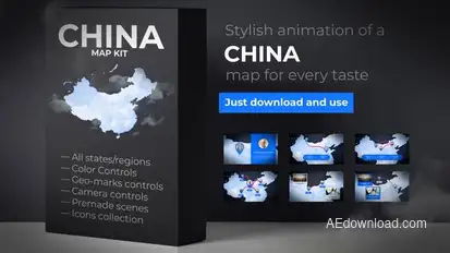 China Map - People's Republic of China Map Kit Video Displays template preview