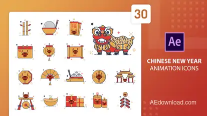 Chinese New Year Animation Icons | After Effects Elements template preview