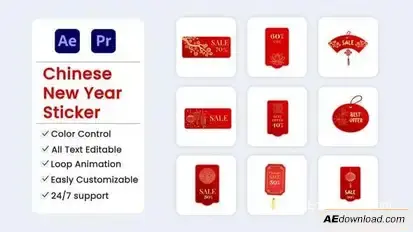 Videohive Chinese New Year Sales Tag Elements template preview