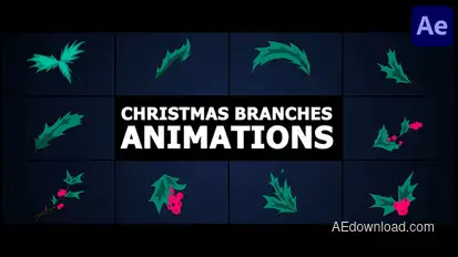 Christmas Branches Animations | After Effects Elements template preview