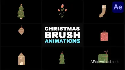Christmas Brush Animations for After Effects Elements template preview