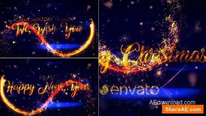 Christmas Greetings With Golden Text Openers template preview