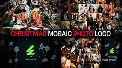 Christmas Mosaic Photo Logo Openers template preview