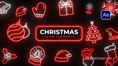 Christmas Neon Icons Elements template preview