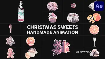 Christmas Sweets Handmade Animation | After Effects Elements template preview