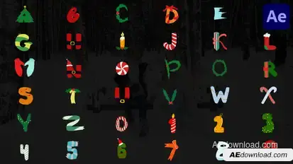 Christmas Things Font Alphabet for After Effects Elements template preview