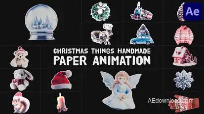 Christmas Things Handmade Paper Animation for After Effects Elements template preview