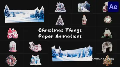 Christmas Things Paper Animations for After Effects Elements template preview