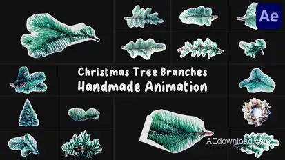 Christmas Tree Branches Handmade Animation | After Effects Elements template preview