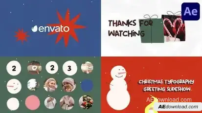 Christmas Typography Greeting Slideshow for After Effects Openers template preview