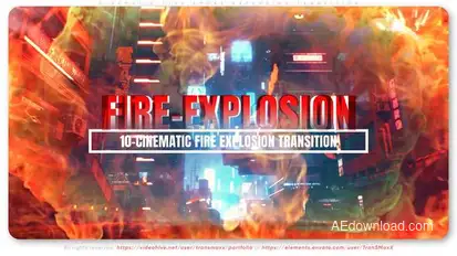 Cinematic Fire Smoke Explosion Transition Elements template preview