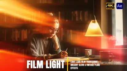 Cinematic Light Leaks Transitions – Warm Film Glow & Lens FX Elements template preview