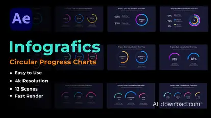 Circular Progress Charts Infographics template preview
