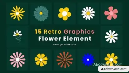Videohive Circular Rotate Retro Graphics Flower Element Pack Elements template preview