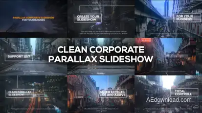 Clean Corporate Parallax Slideshow Video Displays template preview