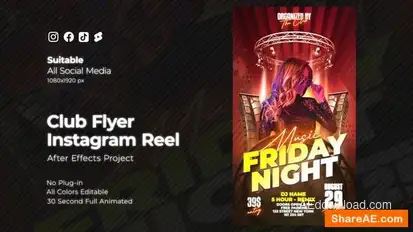 Club Flyer Instagram Reels Openers template preview